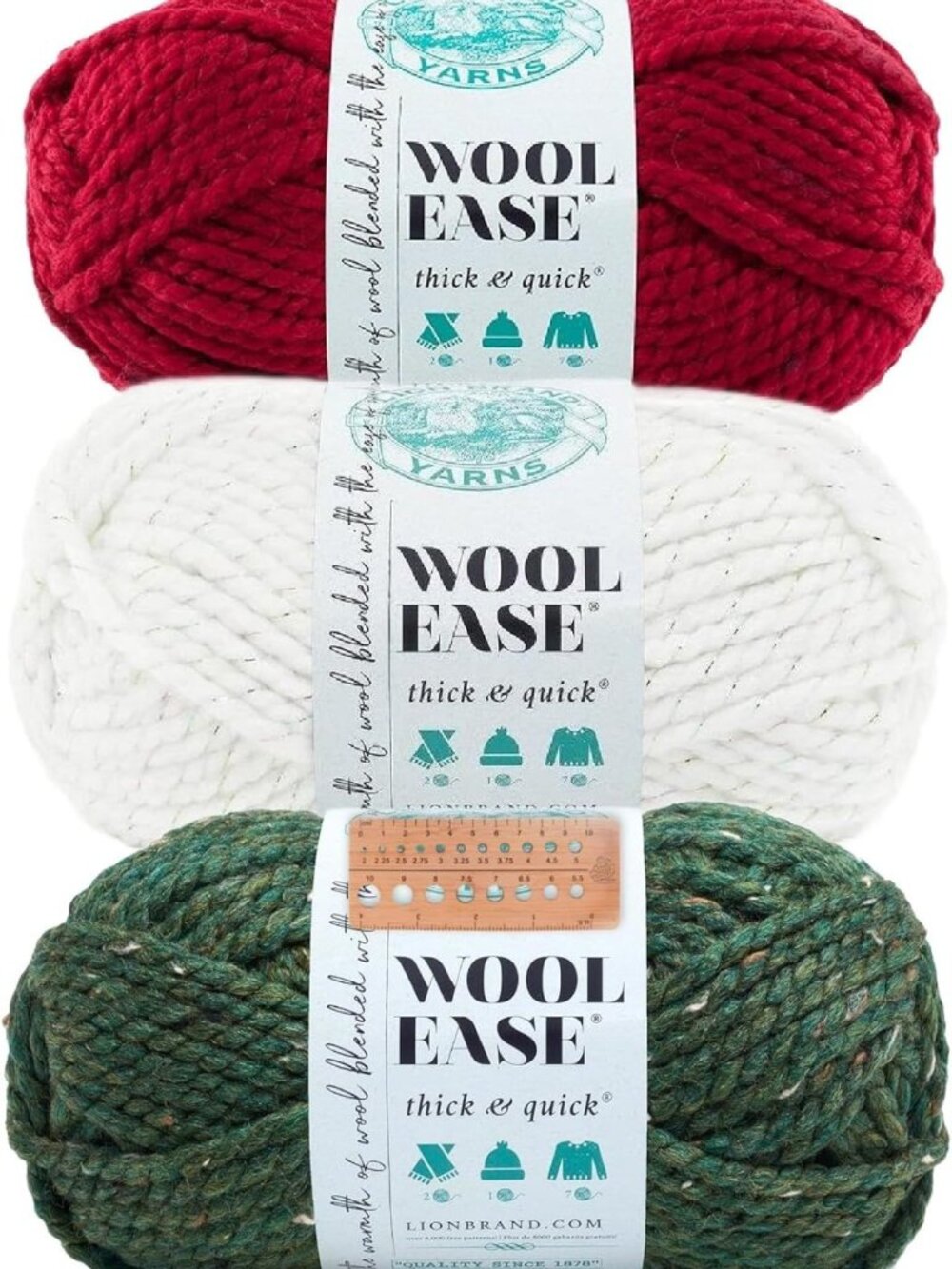 Thick & Quick Wool Yarn - 3 Skein Assortment for Holiday Knitting & Crafting